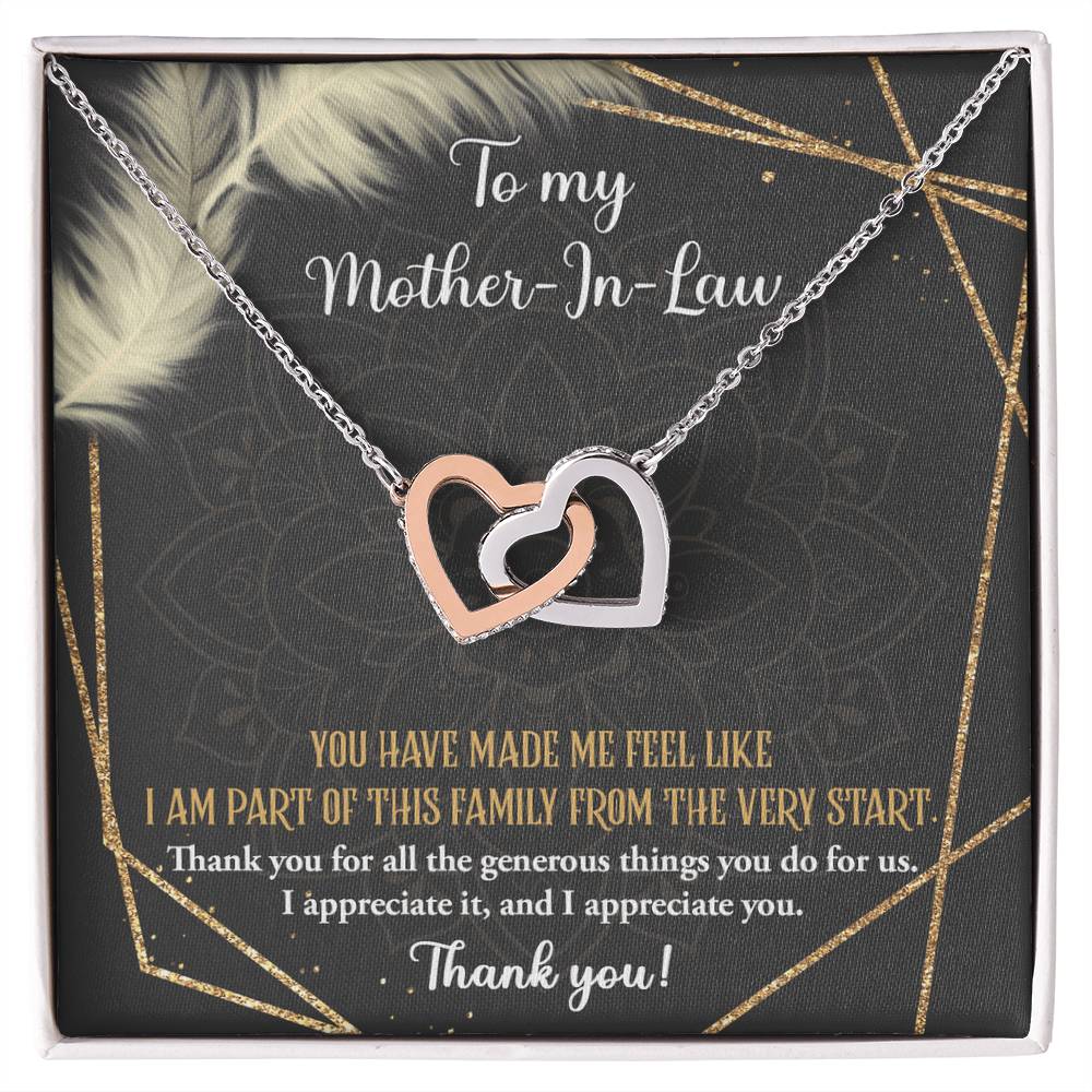 To My Mother In Law, you have made me feel I am part of this family from the very start, I appreciate it and appreciate you.