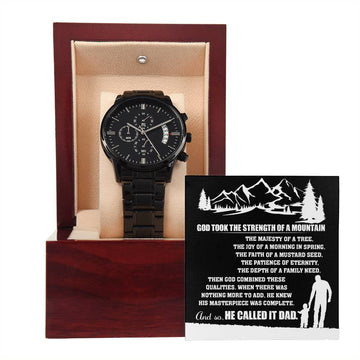 Dad-God Called It Dad-Metal Chronograph Watch Black Chronograph Watch with Mahogany Style Luxury Box with Message card