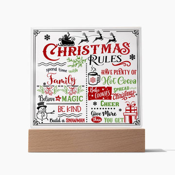 Seasons Greetings Christmas Rules, gift ideas, xmas, new year, give more than you get, acrylic decorative plaques
