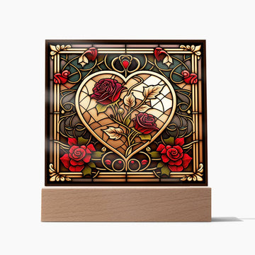 3D Lifelike Vibrant Painting of Roses and Heart on Acrylic with LED Lights, Gift Ideas, Xmas, Valentine, soulmate, Acrylic plaques, Acrylic decorative plaques, seasons greetings, new year, thanksgiving, xmas