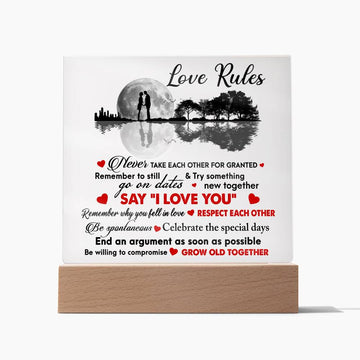 Premium Acrylic Decor with LED, Gift Ideas for Valentine, Love Rules, Gift Ideas for Boyfriend, Gift to Boyfriend, Gift from Girlfriend to Boyfriend, Badass Boyfriend, Gift To Soulmate Gift for couples