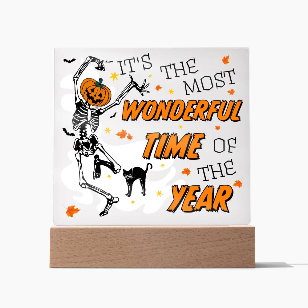 Halloween Decorative Plaques - It's the most Wonderful Time of The Year,  Pumpkin Head Skeleton Man, Black Cat, gift ideas, celebration, party