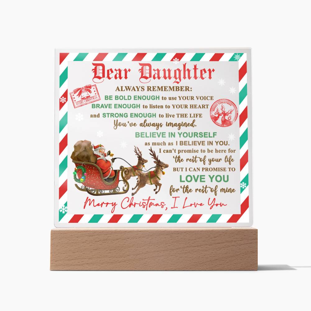 Dear Daughter Believe In Yourself Merry Christmas Gift Ideas From Dad Gift from Mother Seasons Greetings