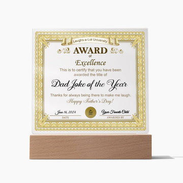 Award of Excellence To Dad for the Joke of the Year