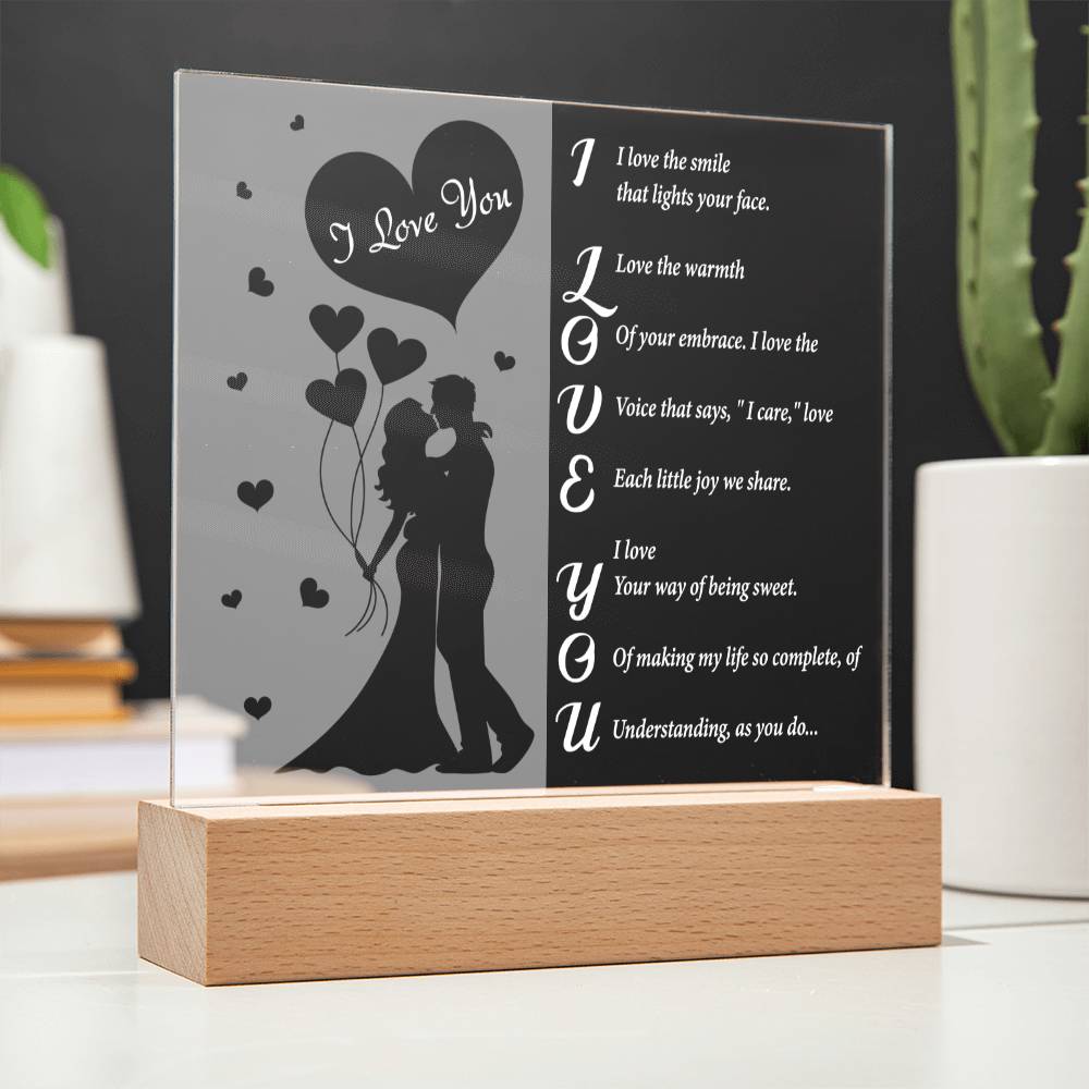I Love You Acrylic Plaque, Soulmate Gifts for Women Men, Anniversary Valentine Gift for Soulmate ,Gift For Wife From Husband, Birthday Gifts For Wife, Birthday Gifts For Soulmate, Wife Birthday Gift Ideas
