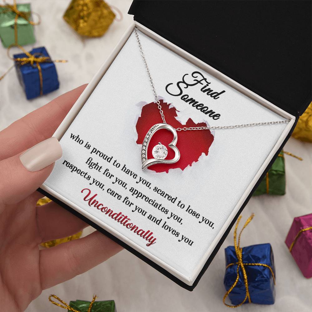 Forever Love Necklace, Find Someone Who Loves You Unconditionally, Mum Gifts to Daughter, Dad Gifts to Daughter, Gifts for Cousins, Gifts for Sister, Besties