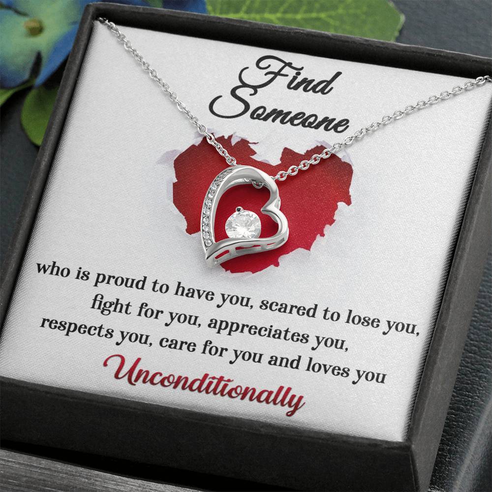 Forever Love Necklace, Find Someone Who Loves You Unconditionally, Mum Gifts to Daughter, Dad Gifts to Daughter, Gifts for Cousins, Gifts for Sister, Besties