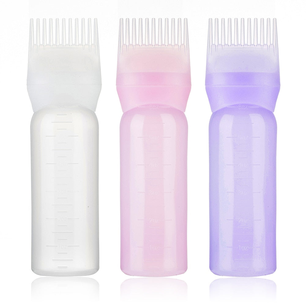 Upgrade Your Hair Coloring Experience with the 120ml Multi-Color Plastic Hair Dye Refillable Bottle Applicator Comb Dispensing Salon Hair Coloring Hairdressing Styling Tool!